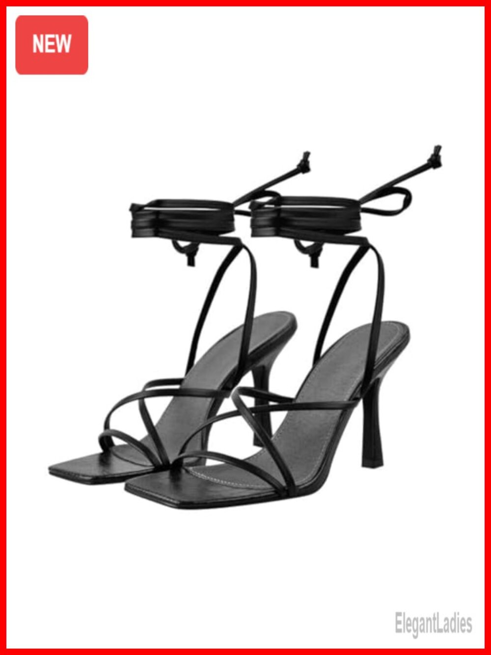 Stiletto High Heels Strappy Lace Up Sandals 3.5in Heel